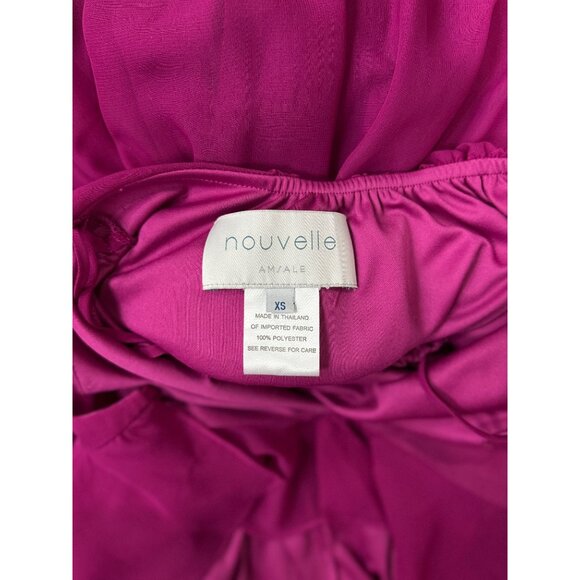 NEW AMSALE XS Elegant ruffle chiffon maxi dress Pink perfect weddings events. - Picture 5 of 13